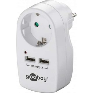 Goobay Schutzkontaktsteckdose 16A mit 2x5V 2.1A USB-Port integrierter Kindersicherung