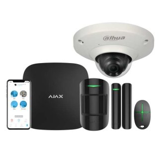 AJAX Alarmzentrale Hub Kit GSM LAN APP Steuerung Starter Paket Schwarz inkl. Dahua CAM 7563-DH
