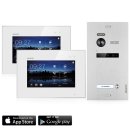 Balter EVO Silber Video Türsprechanlage 2x 7" Wifi Monitor für 1 Teilnehmer 2-Draht BUS Komplettsystem EVO-KIT-1FAM2-WIFI