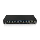 Switch 8x PoE+ Netzwerk Smart Gigabit Switch, 2x Gigabit Uplink-Ports, 120W, 20Gbps Kapazität, CCTV-Modus, Lüfterloses Metallgehäuse