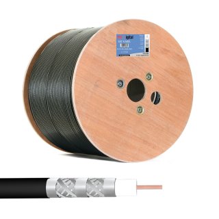 SAT Koaxial  500m Antennenkabel 135dB Stahl Kupfer 7mm 5-fach 4K 8K UHD,Schwarz