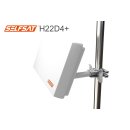 Selfsat H22DQ+ Flachantenne mit austauschbaren Quattro LNB + Fensterhalter