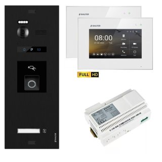 BALTER EVO HD RFID/FINGERPRINT Video Türsprechanlage Black 1FAM 2x Monitor Weiß