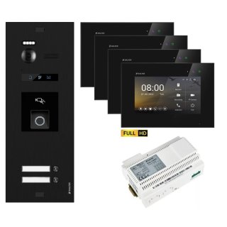 BALTER EVO HD RFID/FINGERPRINT Video Türsprechanlage Black 2-FAM 4x Monitor