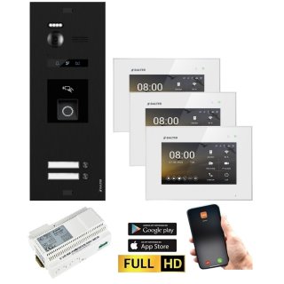 BALTER EVO HD RFID/FINGERPRINT Video Türsprechanlage SW 2-FAM 3x WiFi Monitor WS