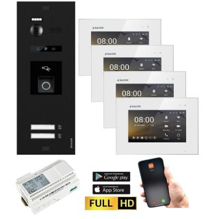 BALTER EVO HD RFID/FINGERPRINT Video Türsprechanlage SW 2-FAM 4x WiFi Monitor WS