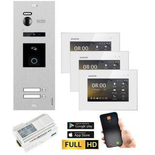 BALTER EVO HD RFID/FINGERPRINT Video Türsprechanlage Silb 2FAM 3xWiFi Monitor WS