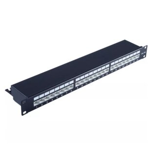 Patchpanel CAT 6A 24 Ports RJ45, 19 Zoll, 1 HE - Vollgeschirmte RJ45-Buchsen