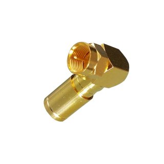 Winkel F-Kompressionsstecker 4,6-5mm Vollmetall Gold HQ 90°