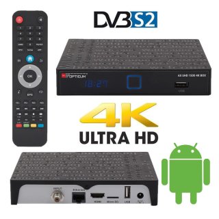 Opticum Red AX UHD 1500 4K Box Android 4K Ultra HD DVB-S2 Receiver PVR Ready,Schwarz