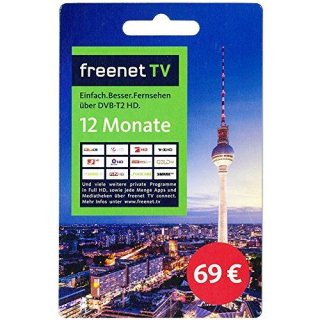 Freenet TV Verl&auml;ngerung 12 Monate Aktivierungskarte